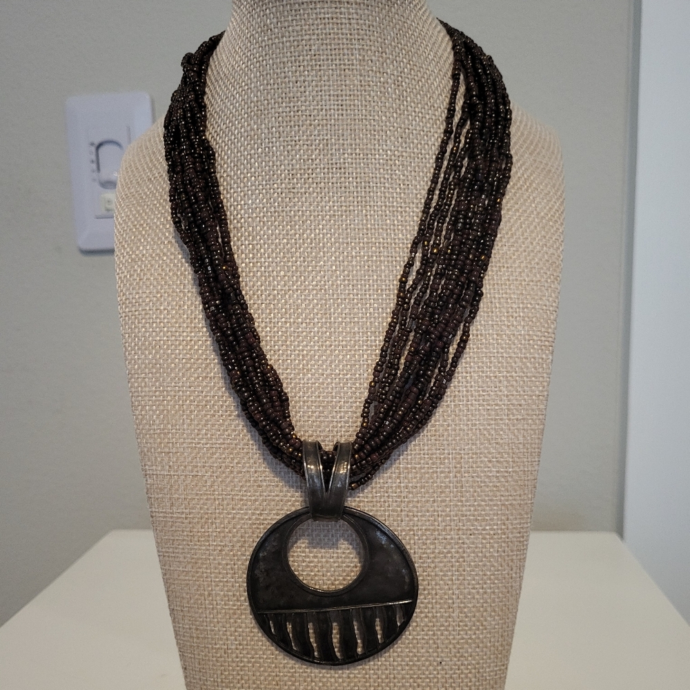 SILPADA CASCADING WAVE STERLING SILVER PENDANT WITH BEADED NECKLACE